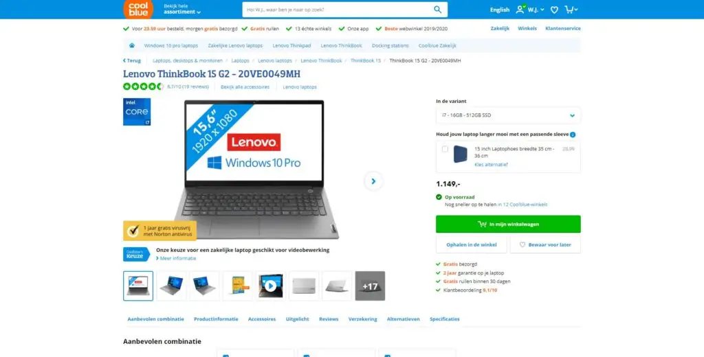 Een goede product pagina in WooCommerce - Voorbeeld Coolblue
