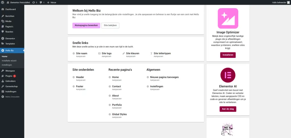 thema hello biz | Elementor's nieuwe thema Hello Biz