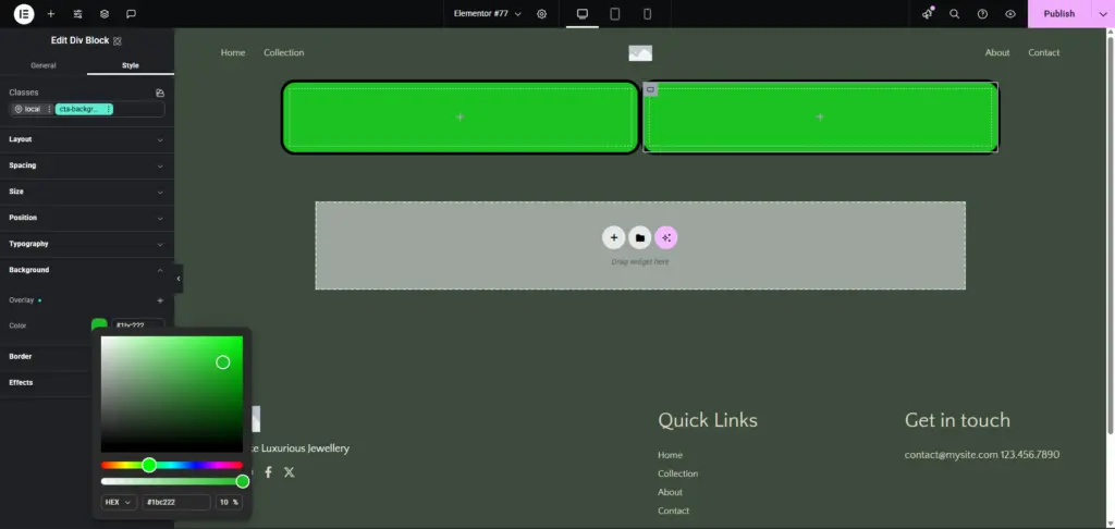 Een complete handleiding Classes met Elementor Editor 4 15 Beide containers groen, dat is duidelijk niet de bedoeling.