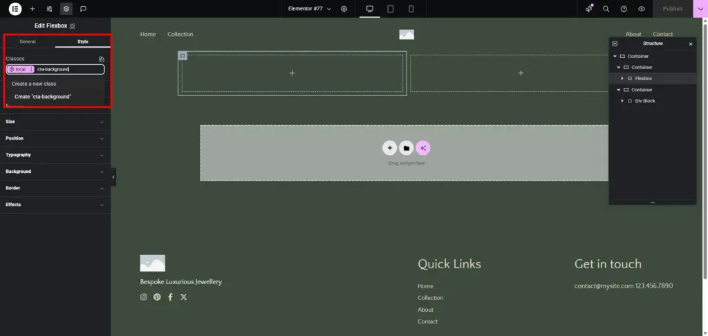 Een complete handleiding Classes met Elementor Editor 4 11 De Class manager en een nieuwe class aanmaken in Editor V4