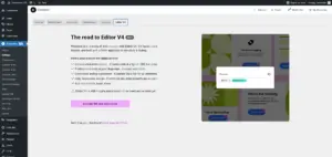 Screenshot voor het activeren van V4 editor in Elementor 3.29