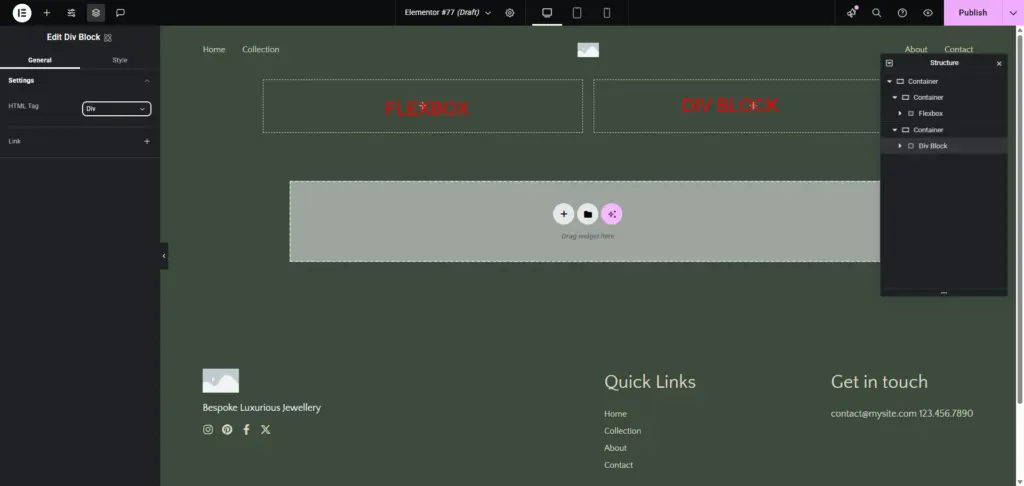 Een complete handleiding Classes met Elementor Editor 4 9 Flexbox vs DivBlock