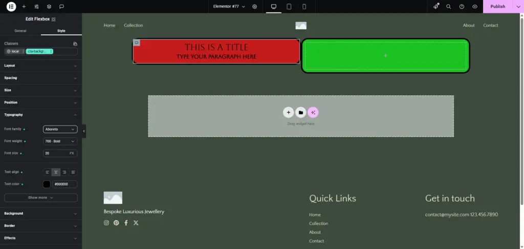 Een complete handleiding Classes met Elementor Editor 4 18 Overerving getoond met een tekstvoorbeeld.
