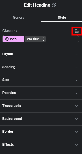 Het gebruik van variabelen in Elementor V4 Editor 7 Class manager binnen de Elementor V4 editor