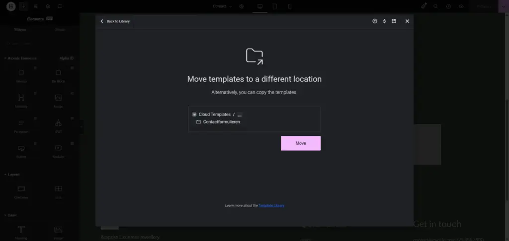 Elementor Cloud Templates: Je persoonlijke design bibliotheek 11 Een template van lokaal naar de cloud verplaatsen