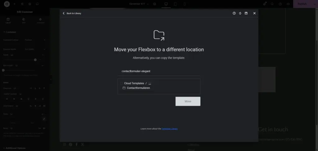 Elementor Cloud Templates: Je persoonlijke design bibliotheek 7 Naar map verplaatsen