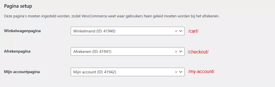 WooCommerce Trouble Shooting - page names
