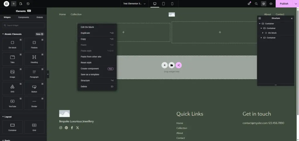 Elementor 4.0 components - Een component maken