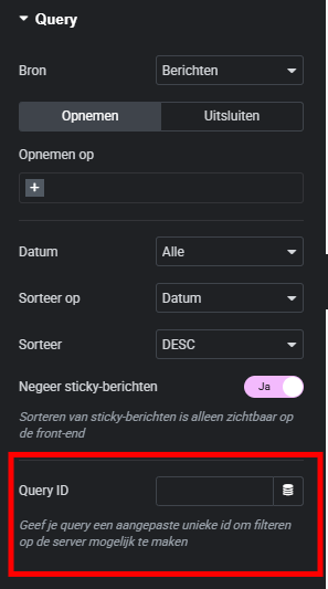 Query ID gebruiken