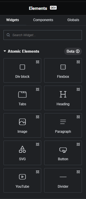 Elementor Widgets - Elementor 4.0 componenten