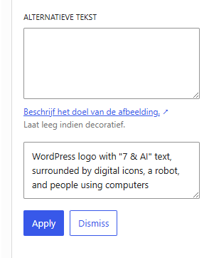 WordPress 7 en AI - Hoe zit dit nu precies? 10 Genereren alt-tekst in WordPress 7 AI