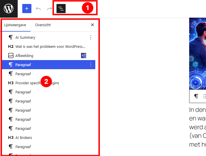 WordPress 7 en AI - Hoe zit dit nu precies? 15 Documentoverzicht