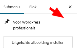 De menuvolgorde vind je achter dit menu