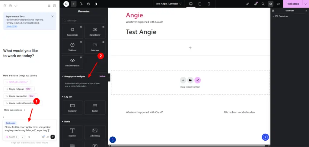Mijn eerste date met Elementor's 'Angie Code AI' 7 angie code ai | Mijn eerste date met Elementor's 'Angie Code AI'