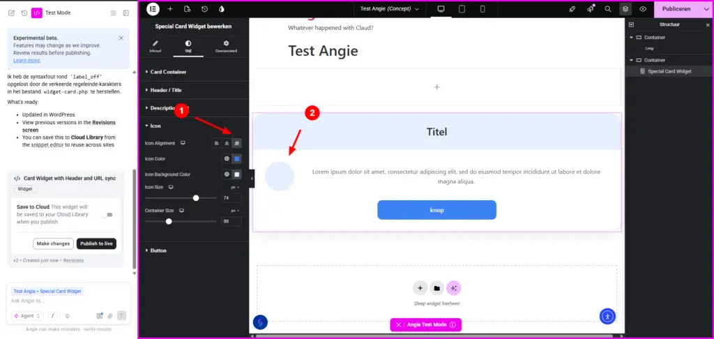 Mijn eerste date met Elementor's 'Angie Code AI' 8 Angie Code AI: Foutje met de richtingen