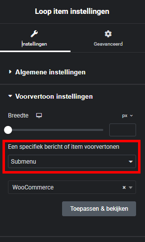 De voorvertoon instellingen juist zetten