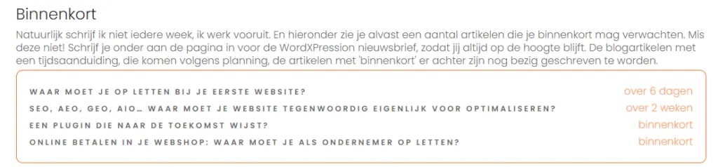 Blogposts in de toekomst